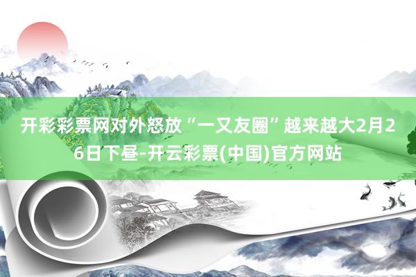 开彩彩票网　　对外怒放“一又友圈”越来越大　　2月26日下昼-开云彩票(中国)官方网站