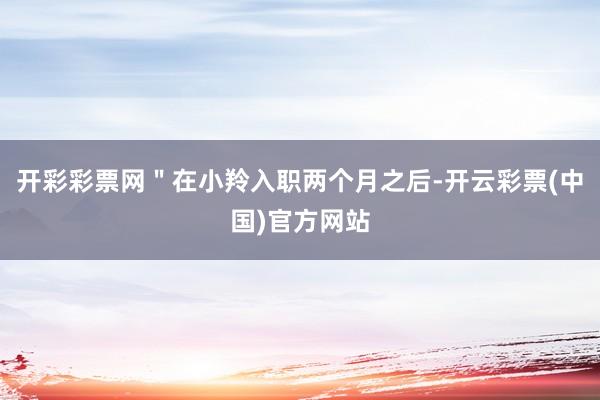 开彩彩票网＂在小羚入职两个月之后-开云彩票(中国)官方网站